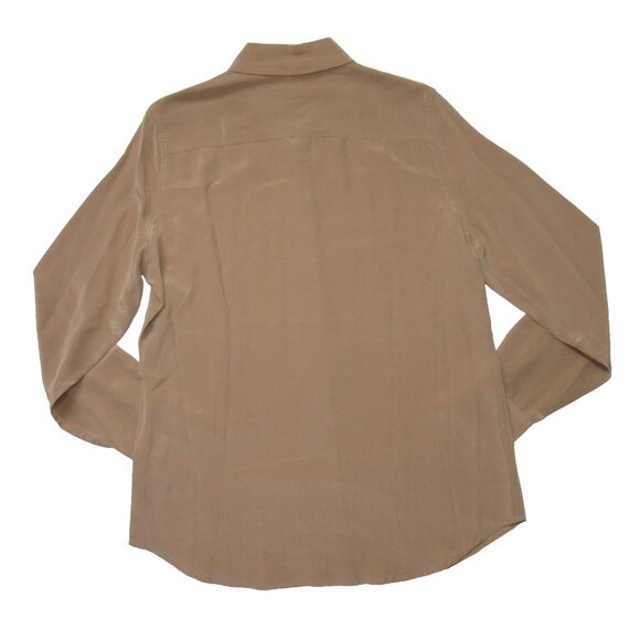 NWT Equipment Earl in Camel Silk Pleating Button Down Shirt L $258 - Picture 5 of 5